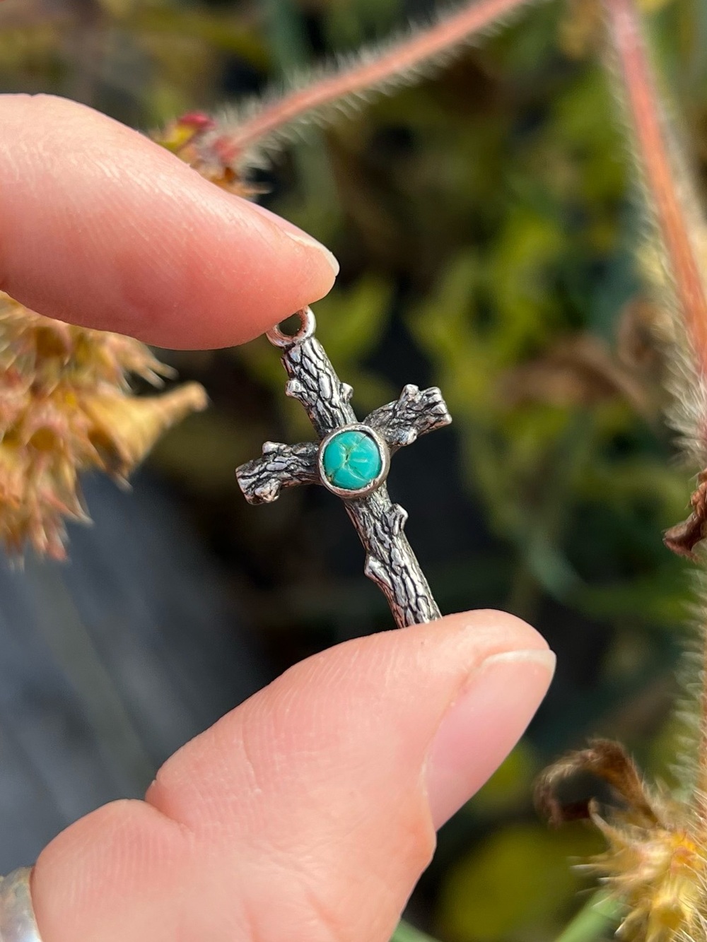 Sterling Silver Turquoise Cross Pendant